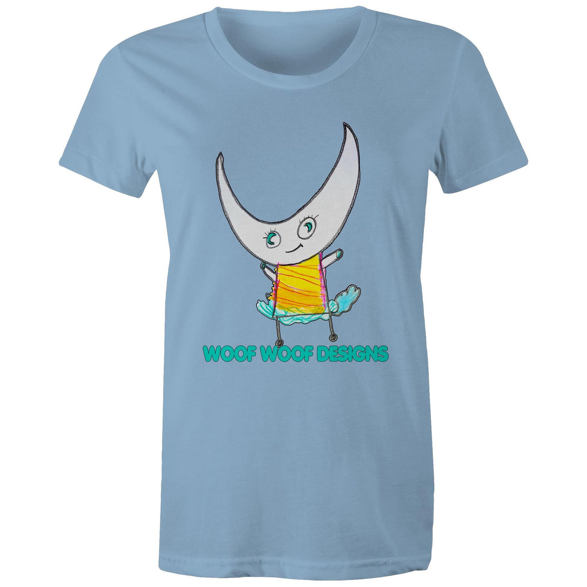 Swedee artwork by Sikiraa on women’s as colour maple tee, Carolina Blue