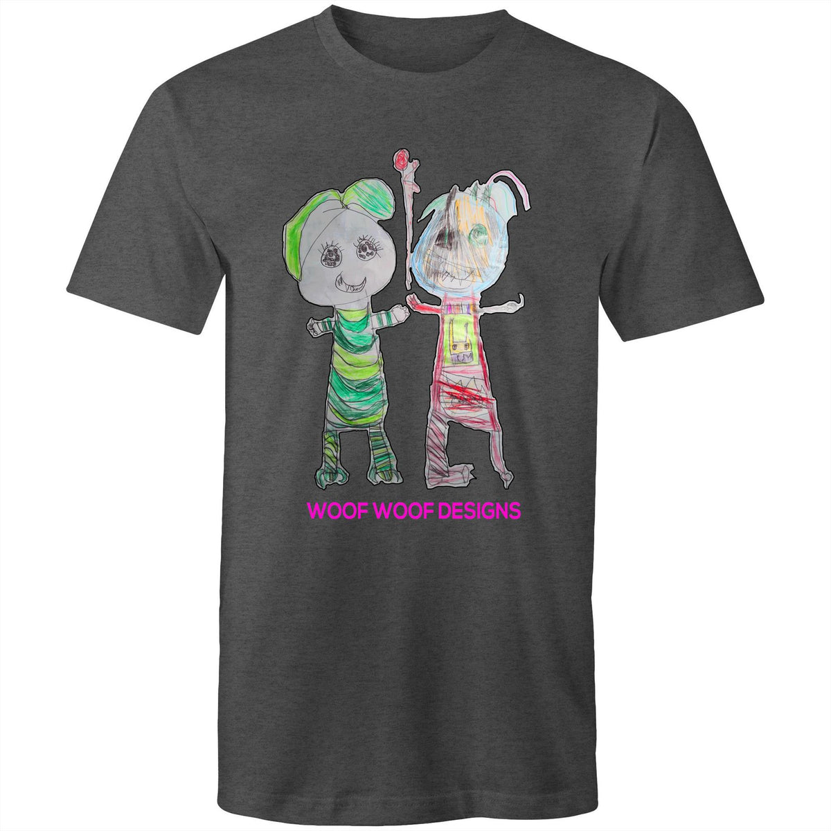 Narni & Robo artwork by Sikiraa on men’s as colour staple t-shirt, Asphalt Marle