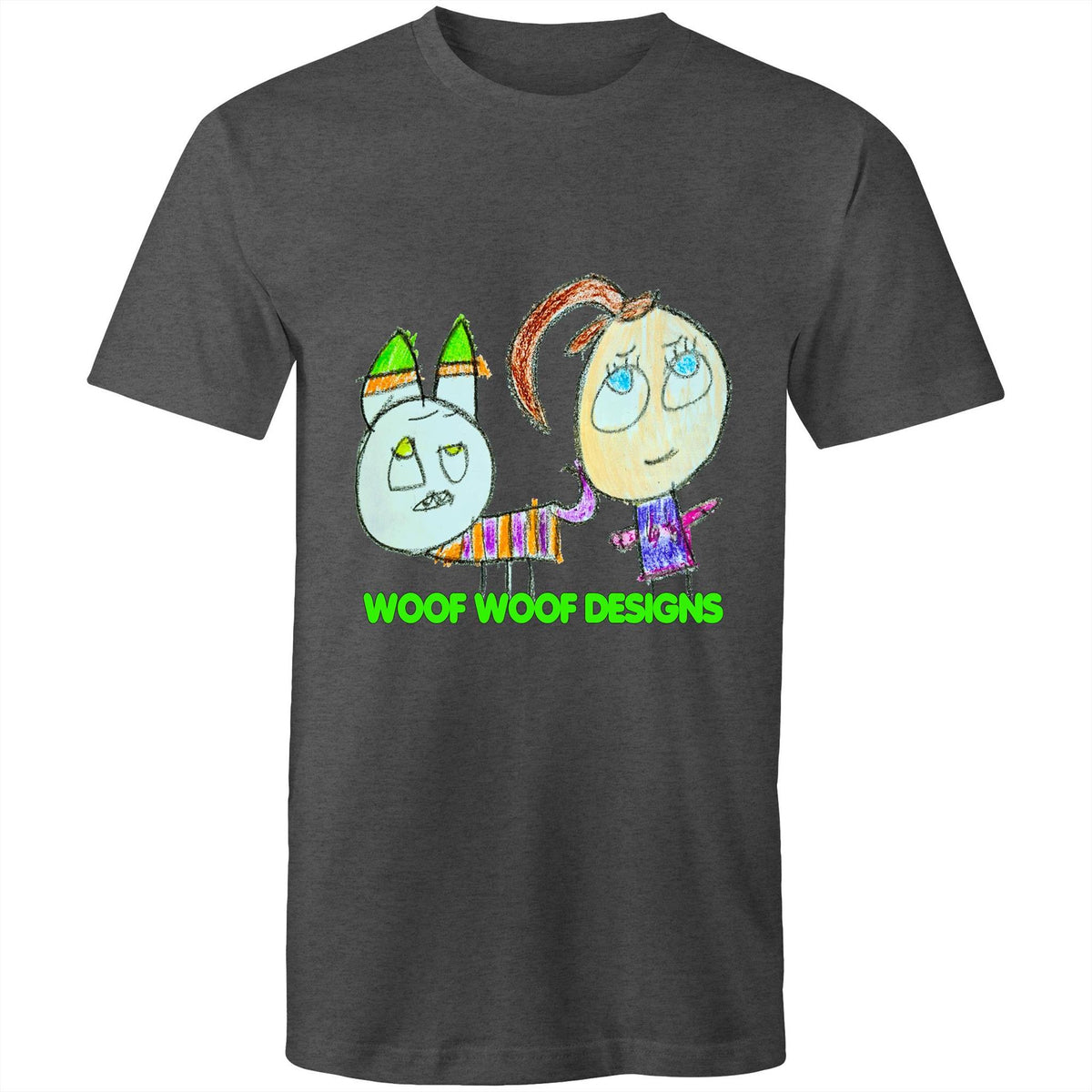 Caddy & Jade artwork by Sikiraa on men’s as colour staple t-shirt, Asphalt Marle