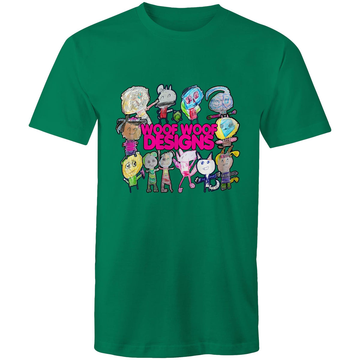 Woof Fam artwork by Sikiraa on men’s as colour staple t-shirt, Kelly Green