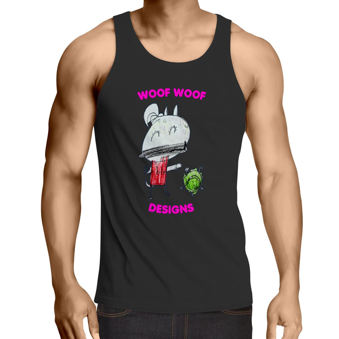 Coriny artwork by Sikiraa on men’s as colour lowdown singlet, Black