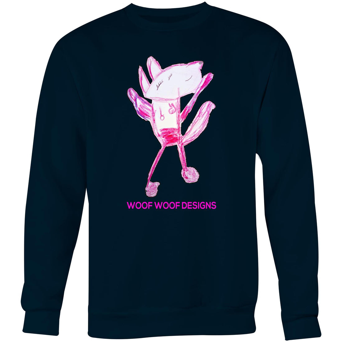 Woof Woof artwork by Sikiraa on as colour united sweatshirt, Navy