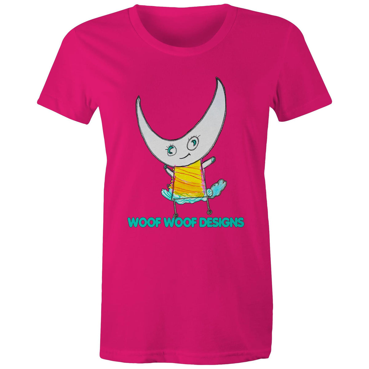 Swedee artwork by Sikiraa on women’s as colour maple tee, Fuchsia