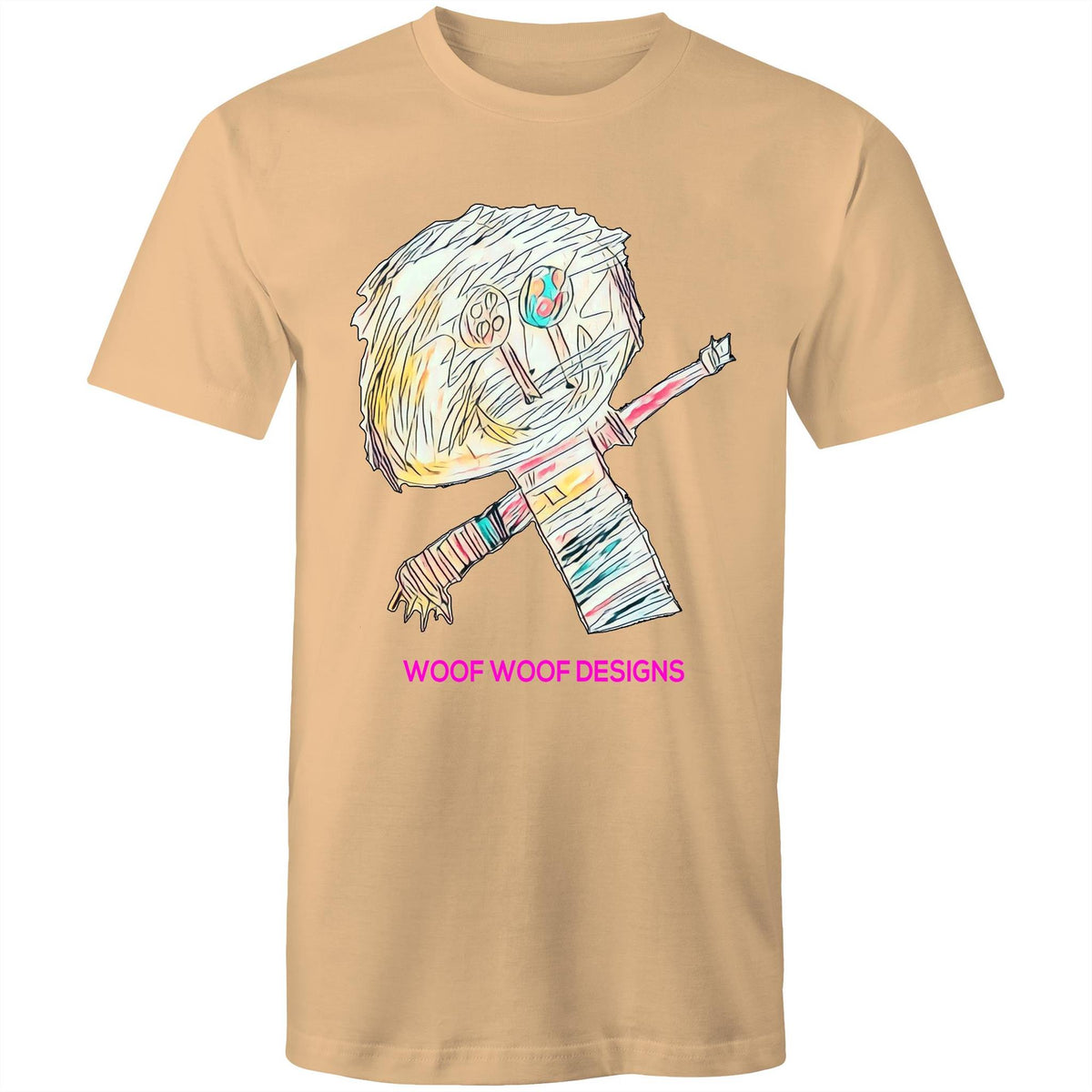 Stitchy artwork by Sikiraa on men’s as colour staple t-shirt, Tan