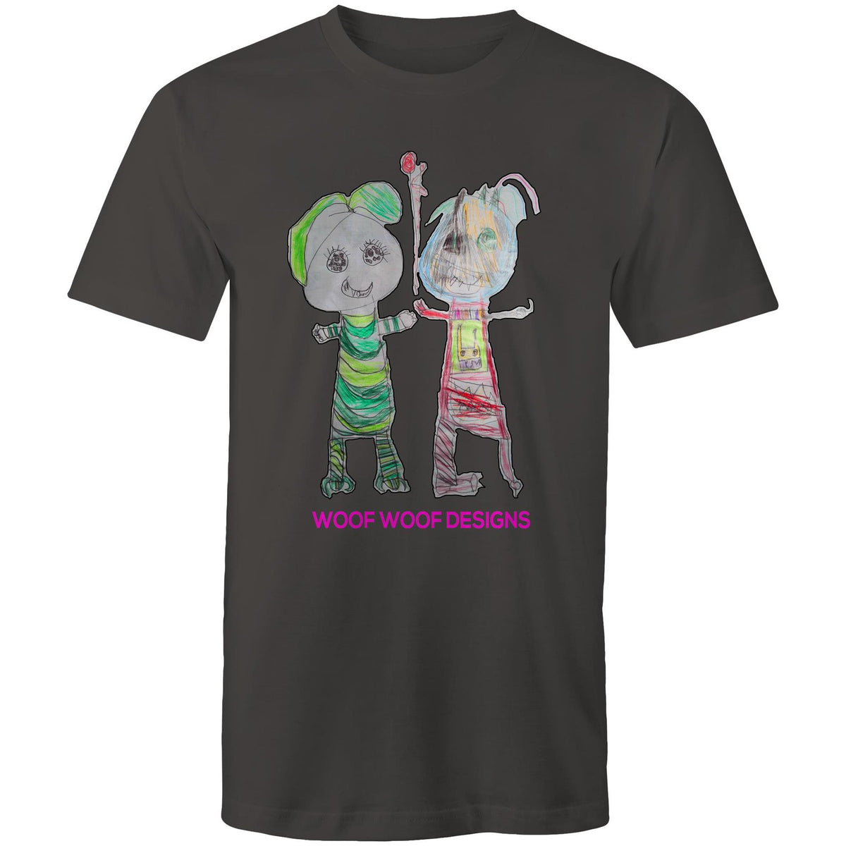 Narni & Robo artwork by Sikiraa on men’s as colour staple t-shirt, Charcoal