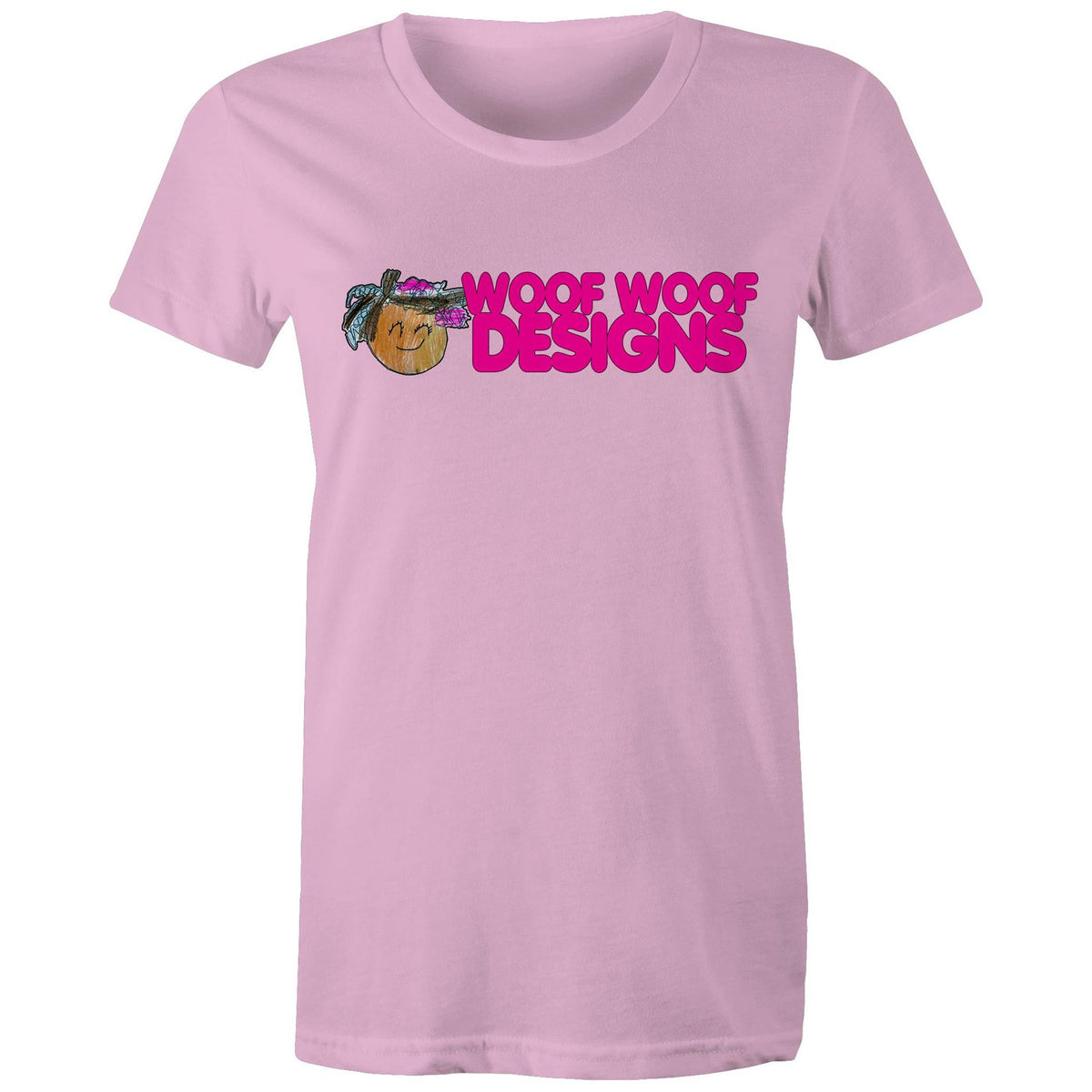 Siki Woof artwork by Sikiraa on women’s as colour maple tee, Pink