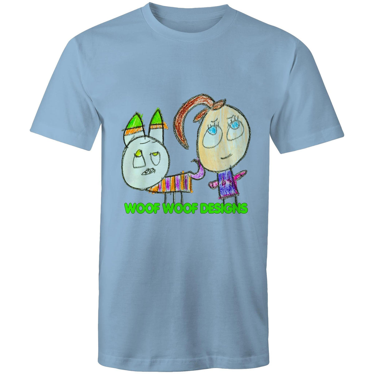 Caddy & Jade artwork by Sikiraa on men’s as colour staple t-shirt, Carolina Blue