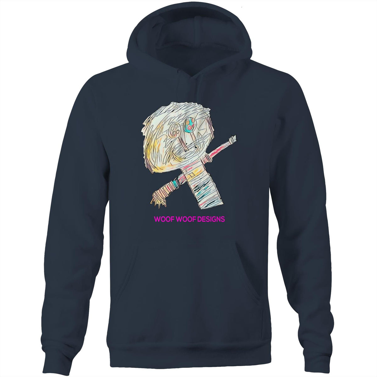 Stitchy artwork by Sikiraa on as colour stencil hoodie, Navy