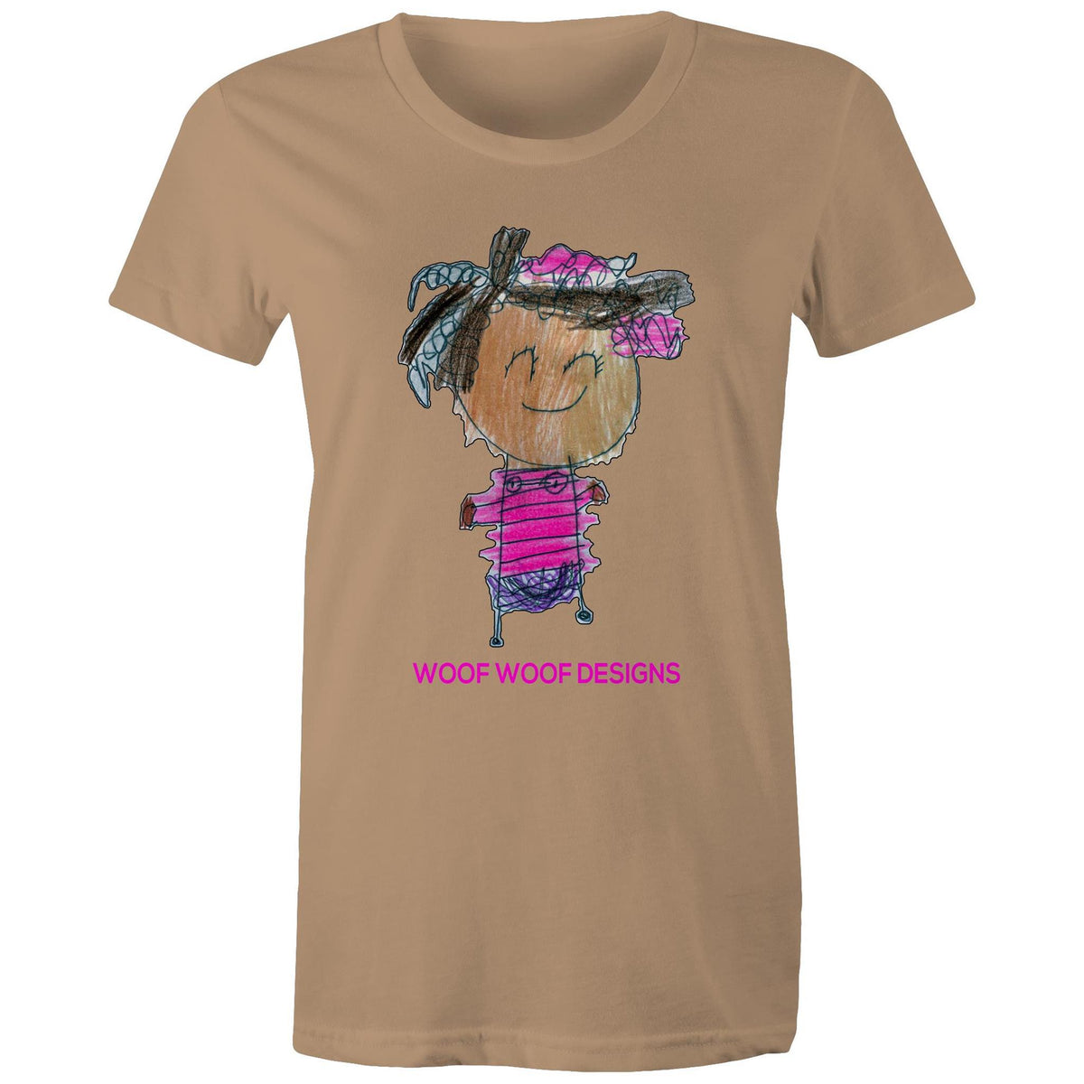 Party Siki artwork by Sikiraa on women’s as colour maple tee, Tan