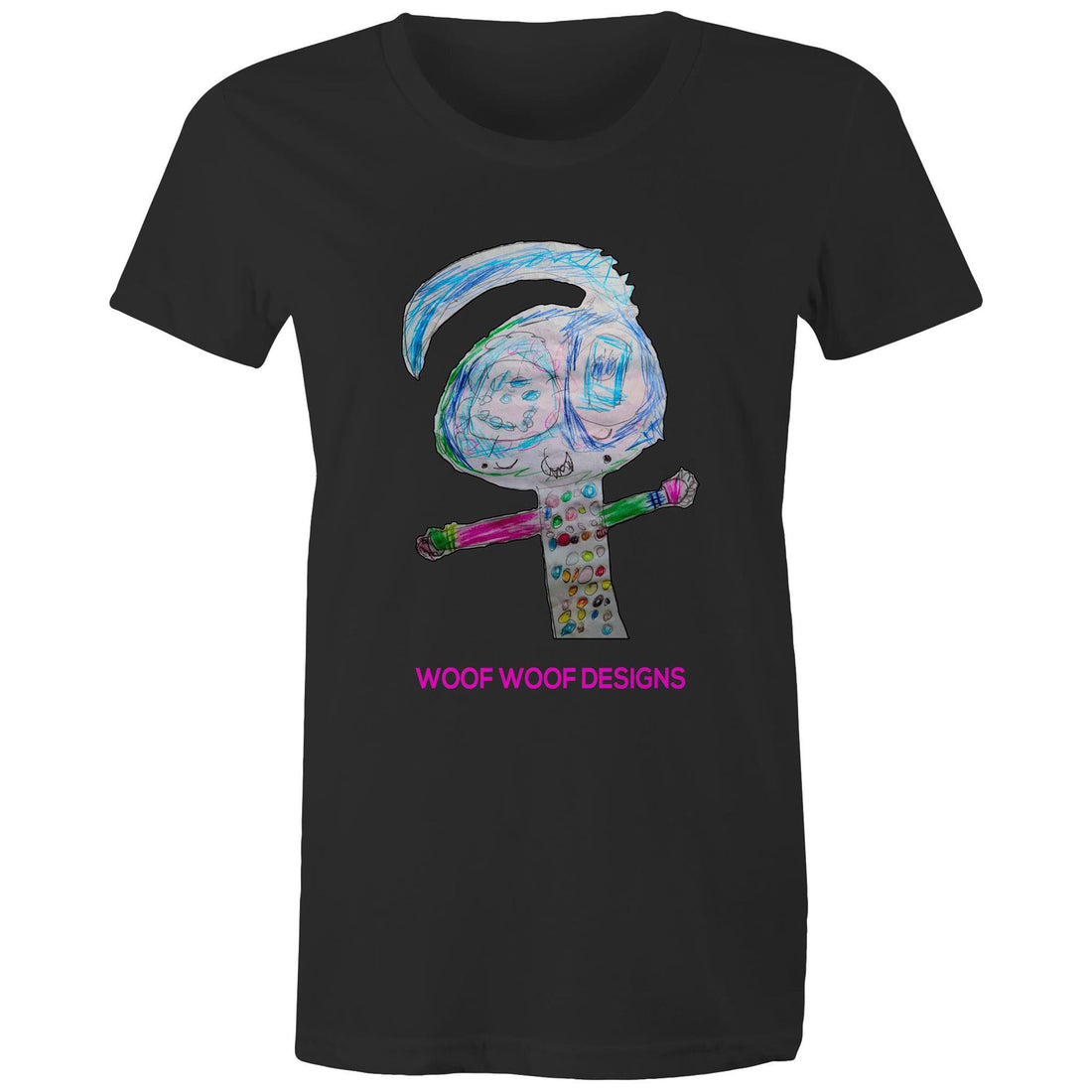 Spotty artwork by Sikiraa on women’s as colour maple tee, Black