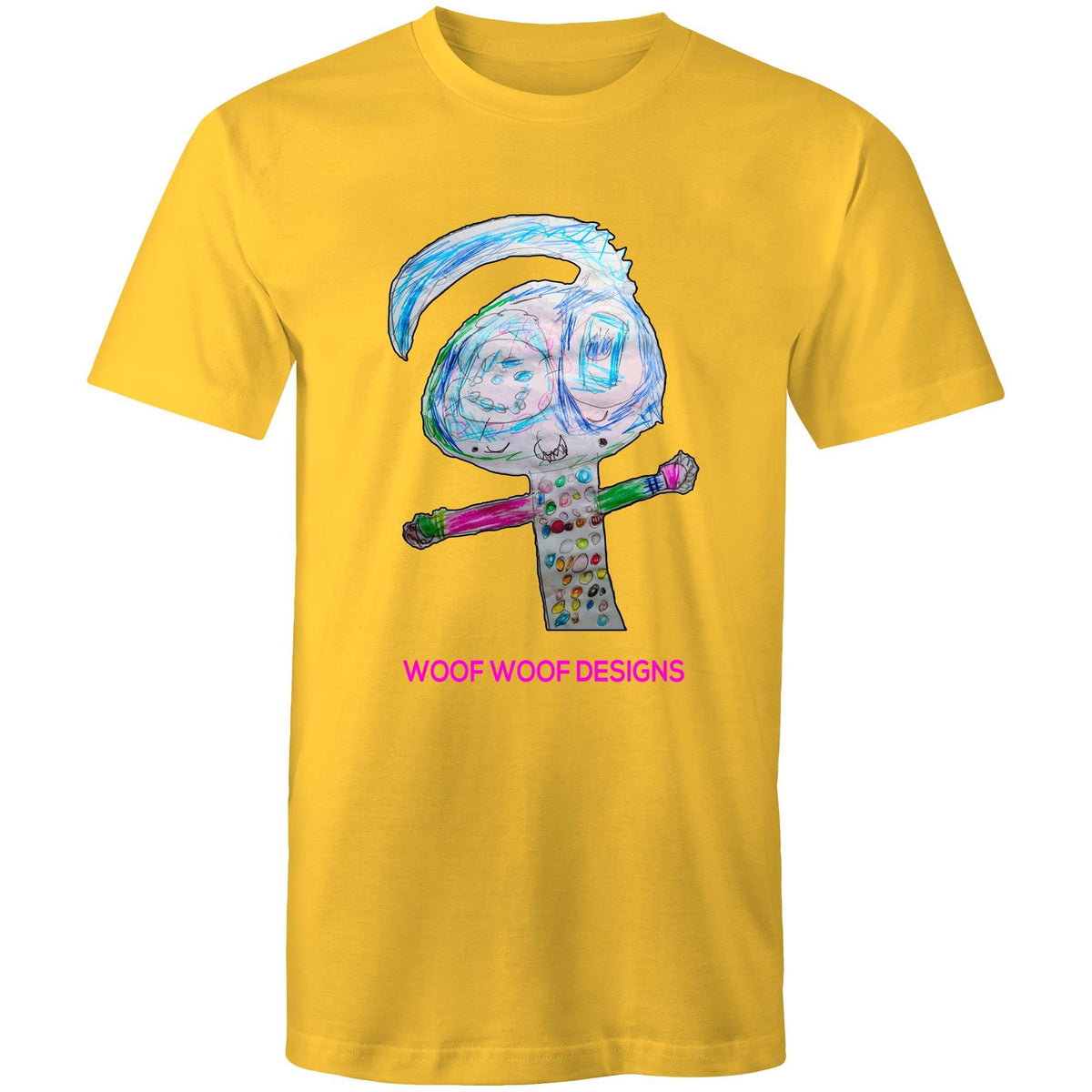 Spotty artwork by Sikiraa on men’s as colour staple t-shirt, Yellow