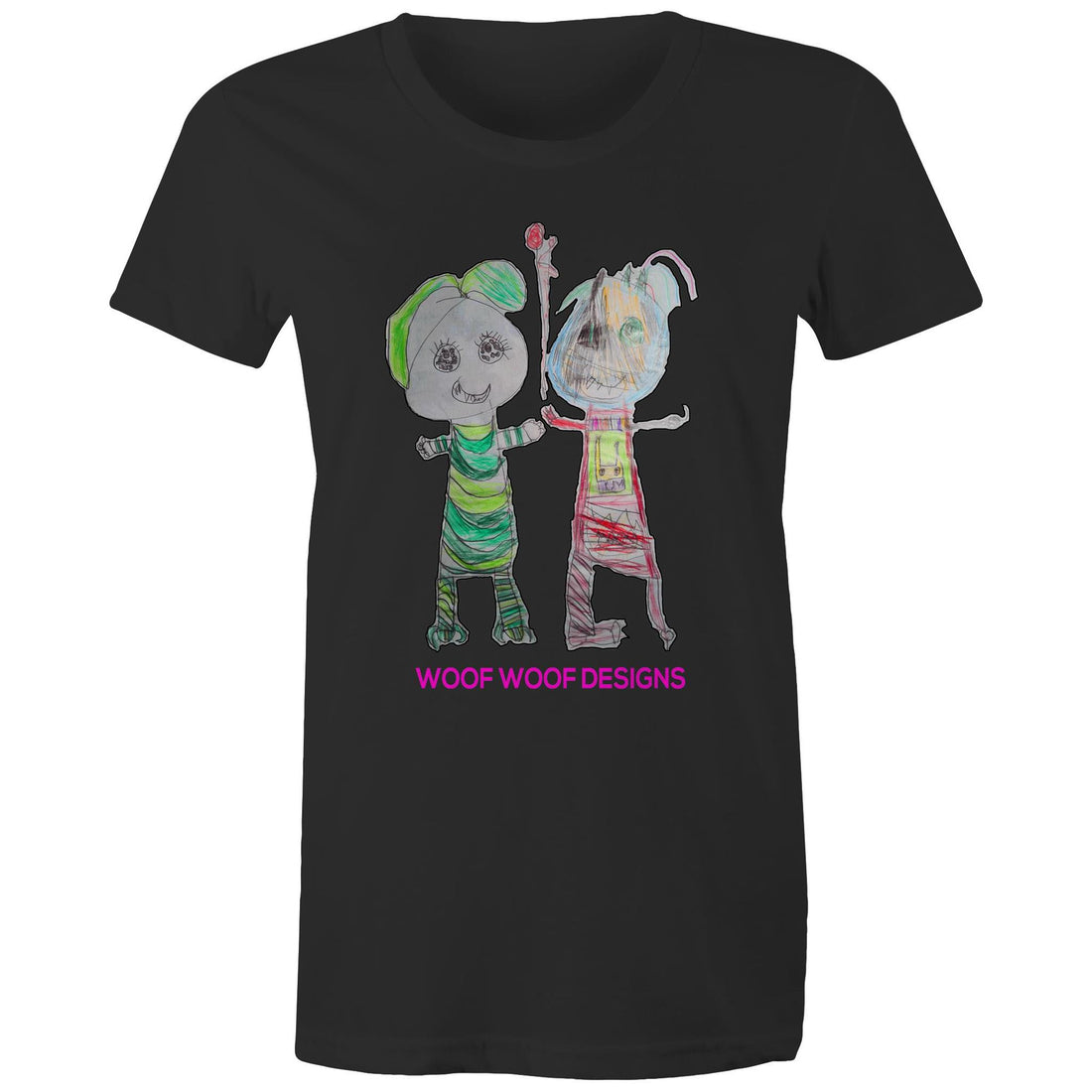 Narni & Robo artwork by Sikiraa on women’s as colour maple tee, Black