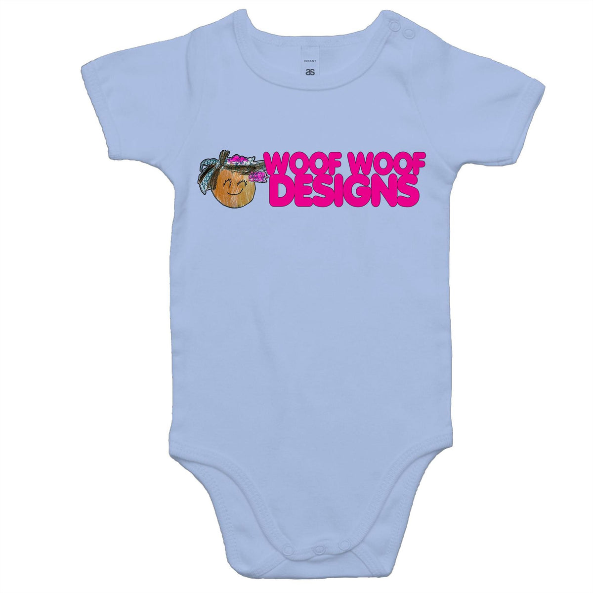 Siki Woof artwork by Sikiraa on as colour baby onesie, Powder Blue