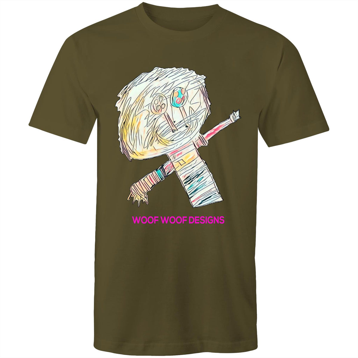 Stitchy artwork by Sikiraa on men’s as colour staple t-shirt, Army Green
