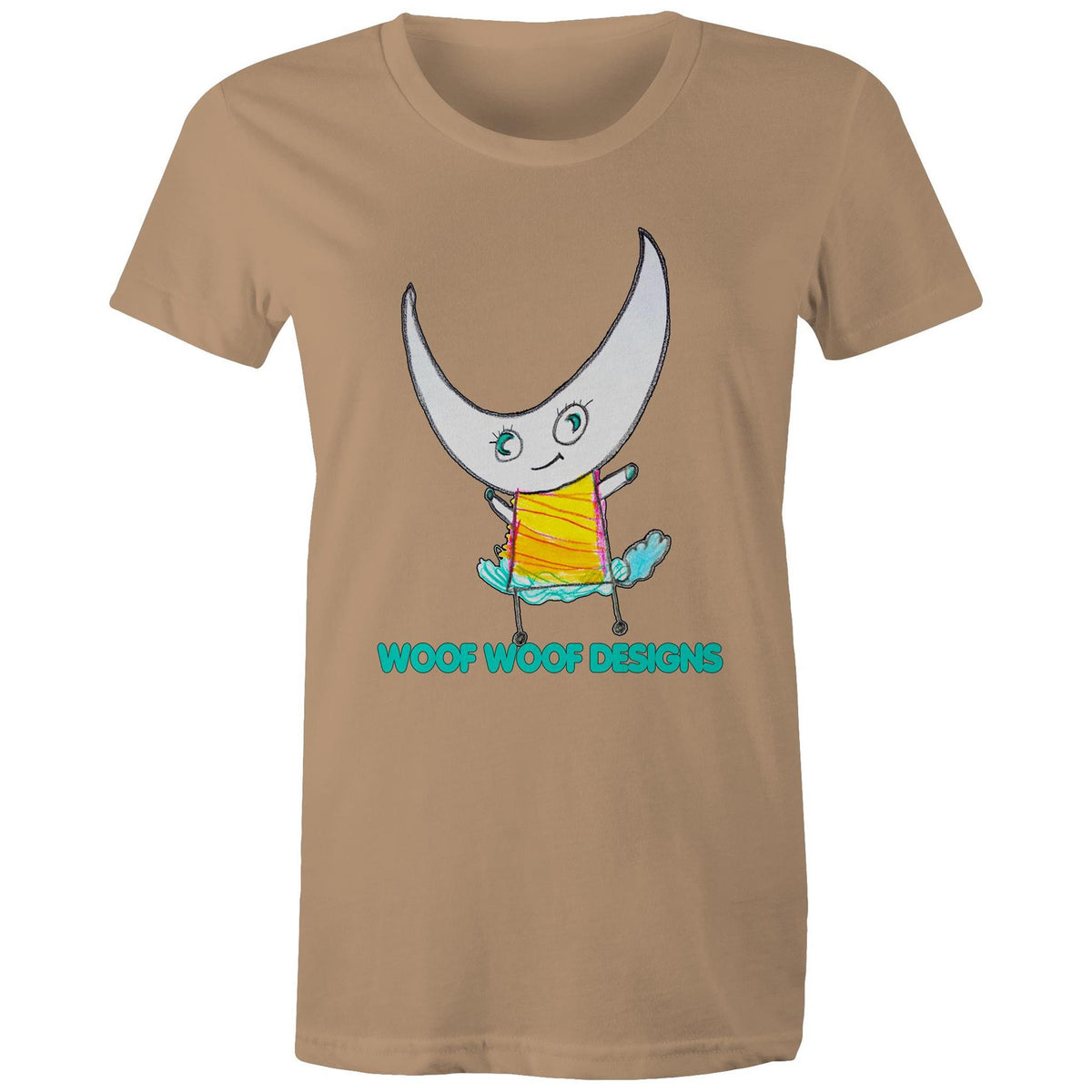 Swedee artwork by Sikiraa on women’s as colour maple tee, Tan