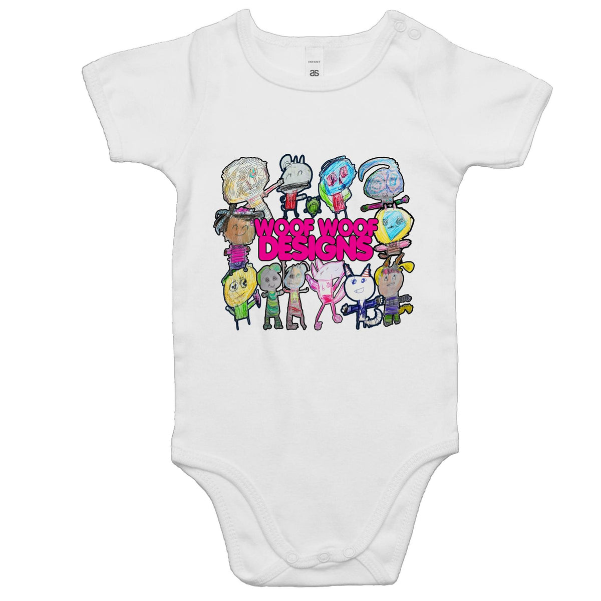 Woof Fam artwork by Sikiraa on as colour baby onesie, White