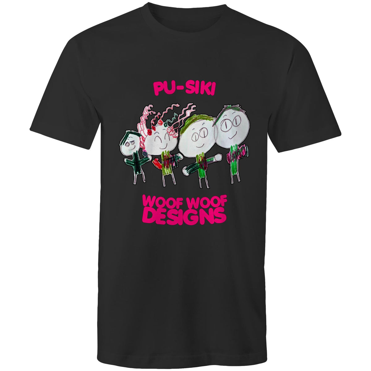 Pu-Siki + Woof Woof artwork by Sikiraa on men’s as colour staple t-shirt, Black
