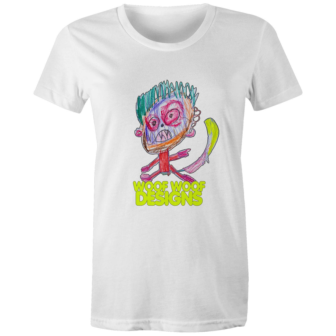 Monstro artwork by Sikiraa on women’s as colour maple tee, White