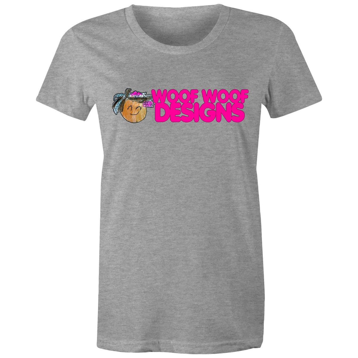 Siki Woof artwork by Sikiraa on women’s as colour maple tee, Grey Marle