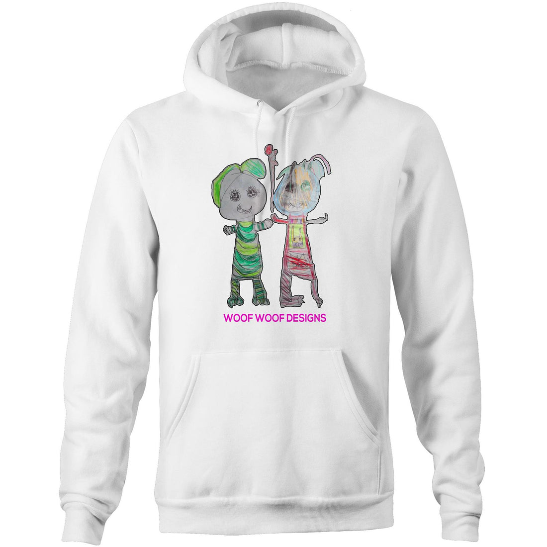 Narni & Robo artwork by Sikiraa on as colour stencil hoodie, White