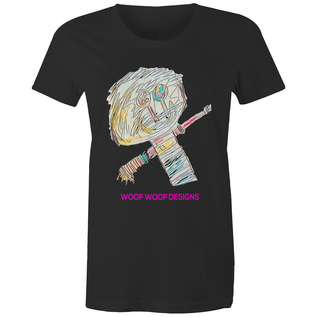 Stitchy artwork by Sikiraa on women’s as colour maple tee, Black