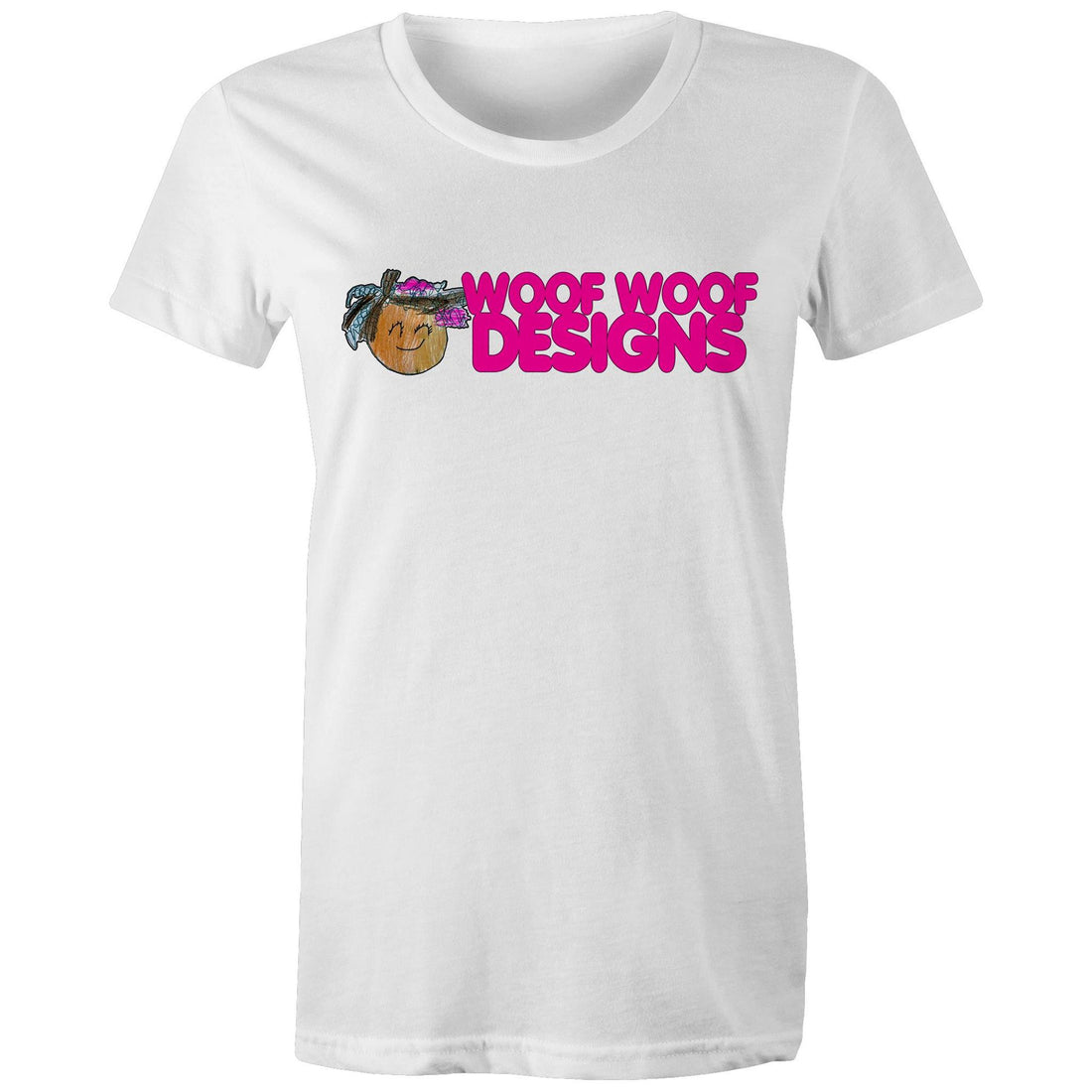 Siki Woof artwork by Sikiraa on women’s as colour maple tee, White